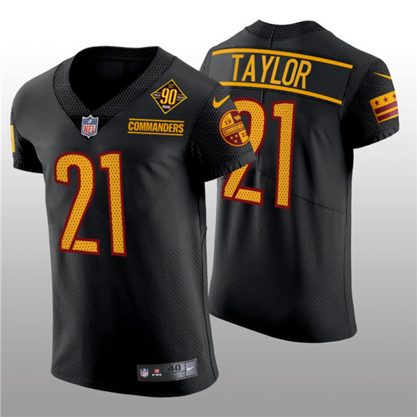 Men's Washington Commanders #21 Sean Taylor Black 90th Anniversary Elite Stitched Jersey